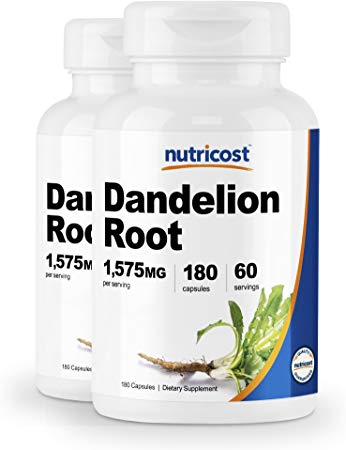 Nutricost Dandelion Root 525mg, 180 Capsules (2 Bottles) - 1575mg Serving, Non-GMO, Gluten Free