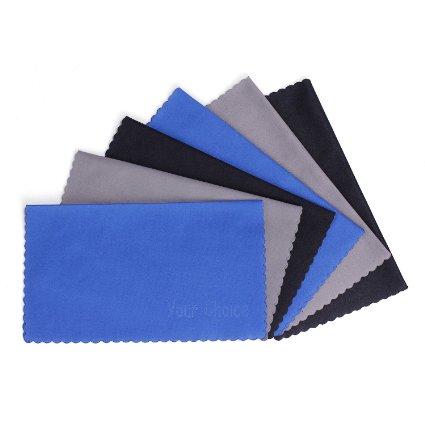 6 PCS Your Choice Microfiber Cleaning Cloths For Eyeglasses Camera Lens Cell Phones CDDVD Computers Tablets Laptops Telescope LCD Screens and Other Delicate Surfaces 6x7 Grey Black Blue