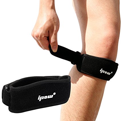 Ipow 2 Pack Thickened Pad&Wide Patella Knee Strap,Pain Relief Patellar Tendon Support,Adjustable Brace Band for Hiking,Basketball,Running,Jumpers Knee,Volleyball,Tendonitis,Arthritis,Injury Recovery