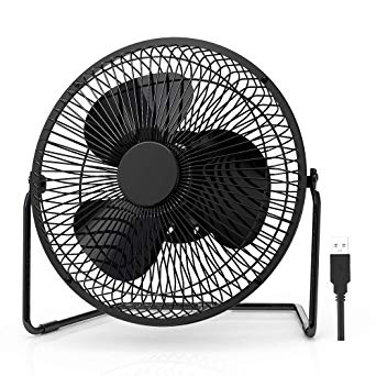 EasyAcc 9 inch USB Desk Fan Lower Noise USB Powered ONLY (No Battery) Enhanced Airflow 2 Speeds Perfect Personal Cooling Fan for Home Office Table Black