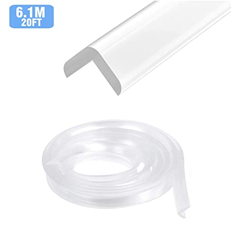 Safety Transparent Corner Guards - Soft Baby Proofing Furniture Bumper Strip - 20 Feet Furniture Guard Corner Protector with 23 Feet Double-Sided Tape for Cabinets, Tables, Drawers, Household Applian