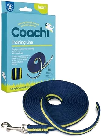 Company of Animals Coachi Training Line 5m, Safe Training Outdoors, Recall Training, Dog & Puppy Socialisation, Lightweight, Soft to Hold, Suitable for Small & Medium Dogs & Puppies,Navy and Lime