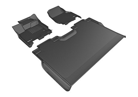 3D MAXpider Custom Fit Complete Floor Mat Set for Select Ford F-150 Supercrew Models - Kagu Rubber (Black)