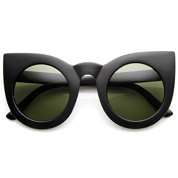 zeroUV - Womens Oversized Bold Rim Round Cateye Sunglasses