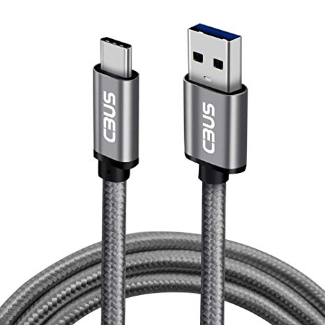 CBUS Heavy Duty Braided USB-C to USB 3.0 Fast Charge Cable (3ft/0.91m) for LG G7 One, G7 ThinQ, Q Stylo , Moto Z3 Play, Galaxy S9 /S8/S8  Note 9/8 Google Pixel 3 XL, Sony Xperia XZ2 (Space Grey)