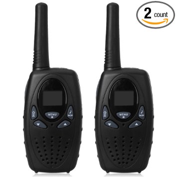 FLOUREON 22 Channel Twin Walkie Talkies UHF462-467MHz 2-Way Radio 3KM Range Interphone US (Black)