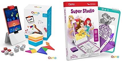 Osmo - Genius Kit for Fire Tablet - 5 Hands-On Learning Games (Ages 6-10)   Super Studio Disney Princess Game Bundle (Ages 5-11) Fire Tablet Base Included - Amazon Exclusive