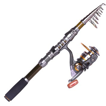 Sougayilang Carbon Spinning Telescopic Fishing Rod with 11bb Spinning Fishing Reel Set Fishing Rod Combo