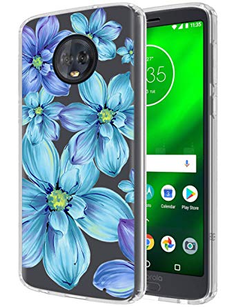 Moto G6 Case, Anbobo with Flowers Slim Shockproof Floral Pattern Clear Soft Flexible TPU Back Cove for Motorola Moto G6 (Lotus)