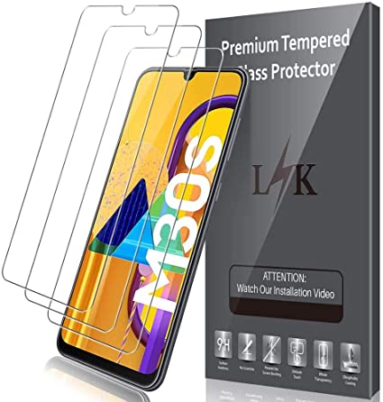 LK 3 Pack Screen Protector compatible with Samsung Galaxy M30s / Galaxy M31 / Galaxy A50, HD Clear Scratch Tempered Glass Protective Film, Case Friendly, Bubble Free