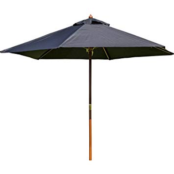 2.7m Wooden Garden Parasol Sun Shade Patio Outdoor Umbrella by Alfresia in a Choice of Colours (Black)