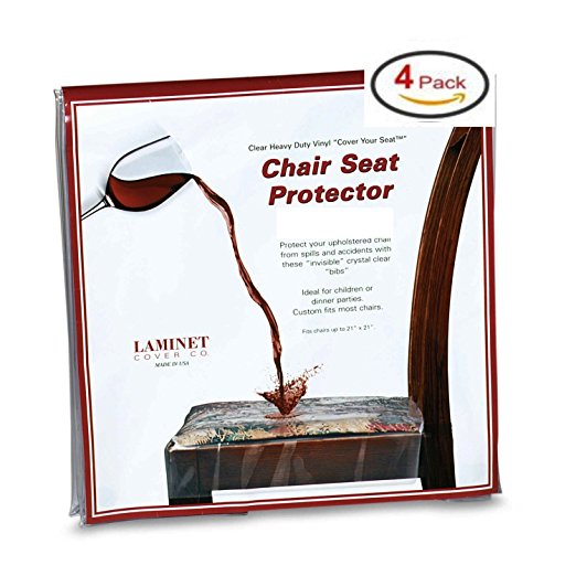 Clear Vinyl Chair Protectors Fits Chairs up to 21 Inches by 21 Inches - Set of 4 (Clear)