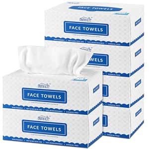 HOMEXCEL Face Towels, Disposable Face Towelette, Biodegradable Makeup Remover Dry Wipes, Super Soft Clean Facial Towels Wash Cloth for Sensitive Skin,600 Count