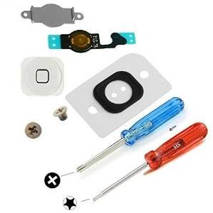 iPhone 5 Home Button with Flex Cable including Metal Bracket incl. 2 x screws Rubber gasket and Key Cap White incl. 2 x screwdriver for easy installation by MMOBIEL