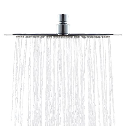 AKDY Solid Circular Ultra Thin Stainless Steel Rain Shower Head, 7 3/4", Brushed Stainless #304 Steel K07