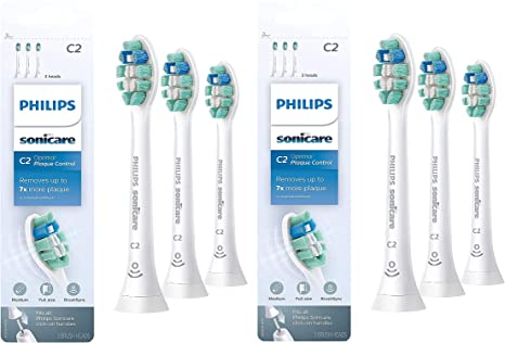 Genuine C2 Optimal Plaque Control Toothbrush Head, 6 Pack, White