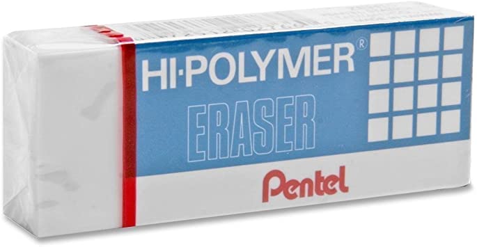 Pentel ZEH10BP3K6 Hi-Polymer Block Eraser, White