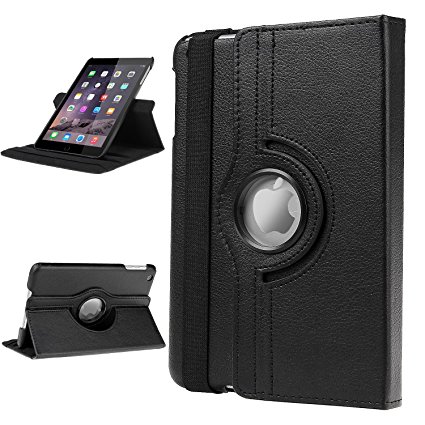 Dealgadgets iPad Mini Case 360 Degrees Slim Rotating Stand Leather Case Cover for Apple Ipad Mini 1/2 /3 Black