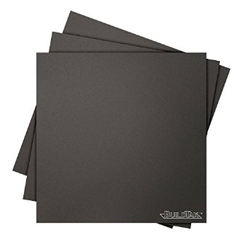 BuildTak 3D Printing Build Surface, 4.5" x 4.5" Square, Black (Pack of 3)