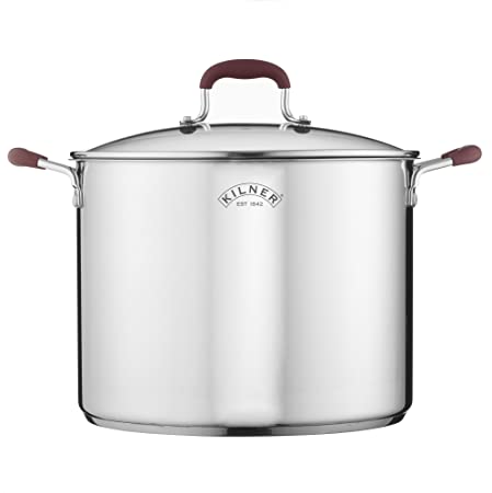 Kilner Canning Pan & Rack Set, Large Stockpot with Glass Lid, Stainless Steel, 4.3 Gallon