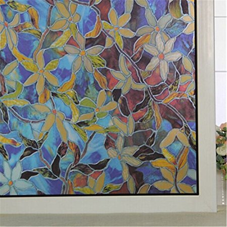 OstepDecor Clematis Large Size Non-Adhesive Glass Decorative Window Films, 2Ft X 16.4Ft. (60 x 500cm)