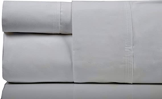 The Bishop Cotton 100% Egyptian Cotton 800 Thread Count 4 PC Solid Pattern Bed Sheet Set Italian Finish True Luxury Fits Up to 16 Inches Deep Pocket (King, Silver Grey).
