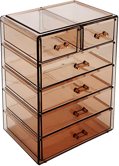 Sorbus Cosmetics Makeup and Jewelry Big Storage Case Display - Stylish Vanity, Bathroom Case (4 Large, 2 Small Drawers, Bronze Glow)