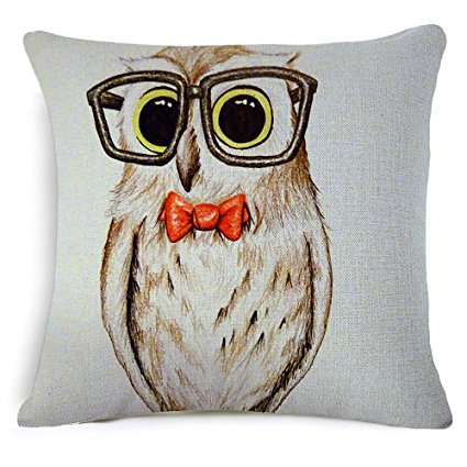 YouYee Decorative Linen Cotton Throw Pillow Case Cushion Covers Eagle Hawk Owl Series