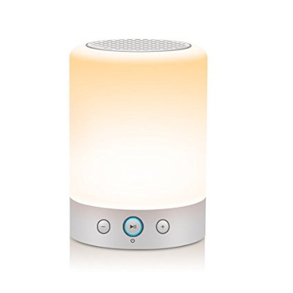 LIGHTSTORY L7 White Led Bedside Lamp, Portable Desk Led Lamps, Bluetooth Speaker Table Lamps