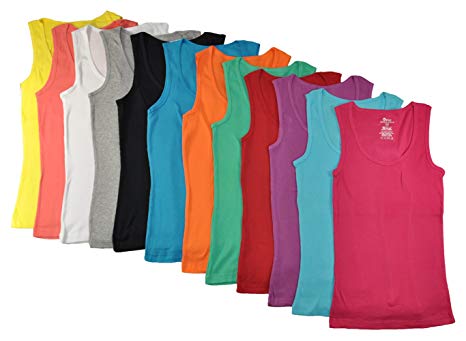 Grip Collections 12-Pack of Women's Ribbed Cotton Muscle Tank Tops