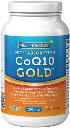 Nutrigold CoQ10 Gold High Absorption Clinically-proven KanekaQ10 100 mg 120 softgels