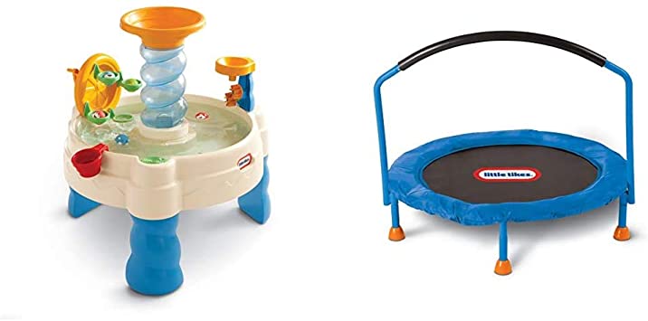 Little Tikes Spiralin' Seas Waterpark Play Table, Multicolor & 3' Trampoline – Amazon Exclusive