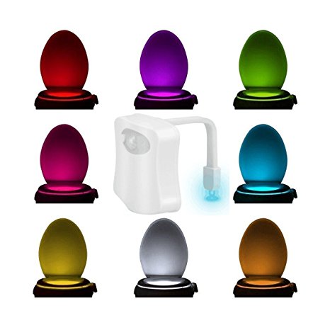 KINGSO LED Toilet Bowl Light Motion Activated LED Toilet light Sensor Bathroom Night light 8 Colors