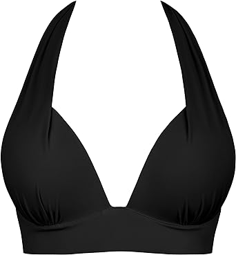 Firpearl Women's Push Up Bikini Tops Halter Retro Bathing Suit Top Sexy Triangle Swimtuit Top Only