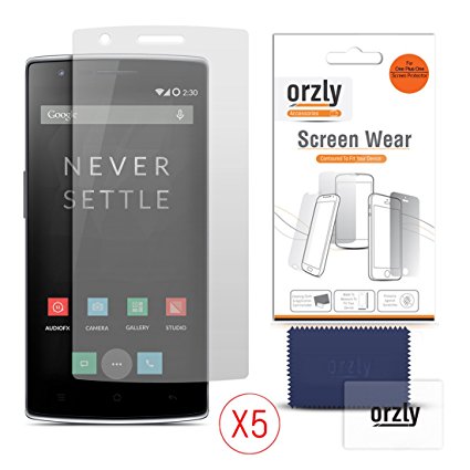 OnePlus ONE Screen Protectors - Multi-Pack of 5 Transparent Screen Protectors / 5x 100% Clear Screen Guards designed by ORZLY® exclusively for the Original Premier Flagship 2014 Launch Model of SmartPhone called 'ONE' by ONE PLUS
