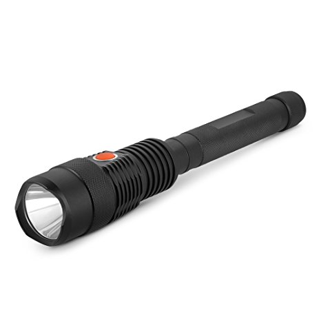 LuxStone X1K Lumen Rechargeable LED Flashlight - Waterproof 1,000-Lumen Tactical Flashlight with 5 Operating Modes, 300 Meter Range, USB Power Charging Bank & More