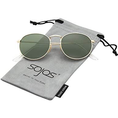 SojoS Small Round Polarized Sunglasses Mirrored Lens Unisex Glasses SJ1014 3447