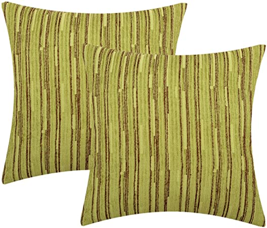 Yeiotsy Pack of 2, Modern Striped Throw Pillow Covers Bohemia Bright Home Decoration for Sofa Bed Car (Yellow, 18 X 18 Inches)