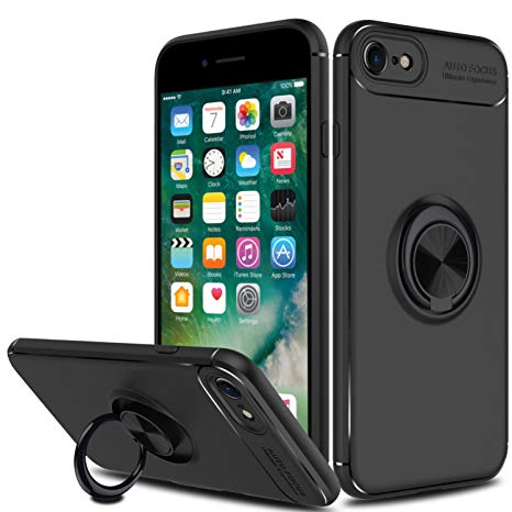Innens for iPhone 8 Case, iPhone 7 Case, 360 Degree Rotation Ring Holder with Magnetic Slim Soft Anti-Scratch Shockproof Kickstand Case Cover for iPhone 7/iPhone 8 (4.7-Inch) (Black)