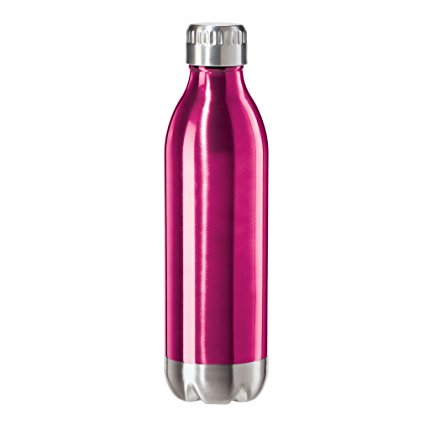 Oggi 8085.13 Stainless Steel Calypso Double Wall Sports Bottle with Screw Top Lustre Finish, 0.05 L/17 oz, Pink