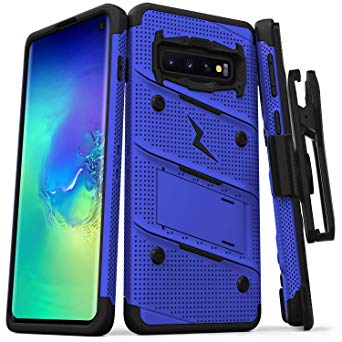 ZIZO Bolt Heavy-Duty Galaxy S10 Case | Military-Grade Drop Protection w/Kickstand Bundle Includes Belt Clip Holster   Lanyard Designed for 6.1 Samsung S 10