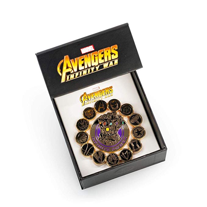 Avengers Marvel Infinity War Official Infinity Gauntlet Pin Set | Features Superhero Seals & Infinity Gauntlet | Set of 2 Yellow