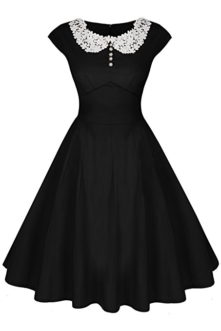 ACEVOG Women's Classy Vintage Audrey Hepburn Style 1940's Rockabilly Evening Dress