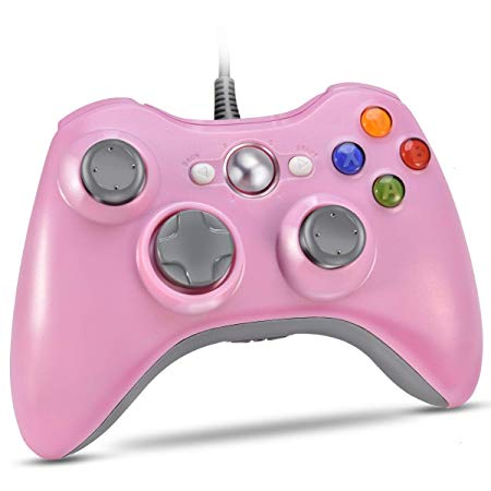 Xbox 360 Controller, VOYEE Design Wired Controller Gamepad for Microsoft Xbox 360 & Slim/Windows/PC (Pink)