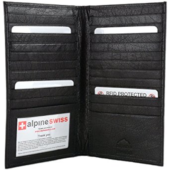 Alpine Swiss Mens RFID Blocking Deluxe Credit Card Case Wallet Leather Secretary