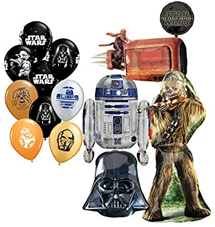 Star Wars Birthday Party Supplies Foil Balloon Bouquet Decorations and (9) 11 Inch Star Wars Latex