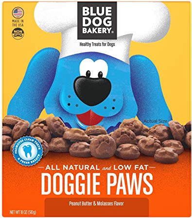 Blue Dog Bakery Natural Dog Treats, Doggie Paws, Original, Peanut Butter & Molasses Flavor
