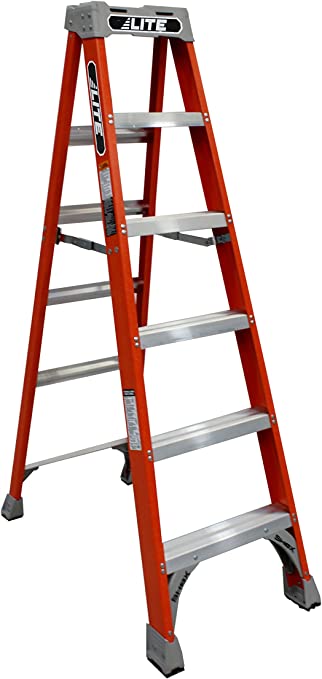 Lite-On 6' Fiberglass Step Ladder, 300-Pound Capacity, Type IA, LP-3011-06, Orange