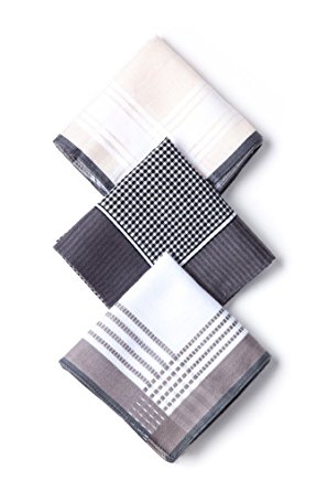 Patterned Boxed Men's 100% Cotton 6 Pc Handkerchief Assorted Set