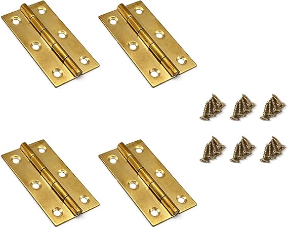 Brass Hinges,4-Pack,Susenya Butt Cabinet Hinges 2.5" Antique Gold with Mounting Screws